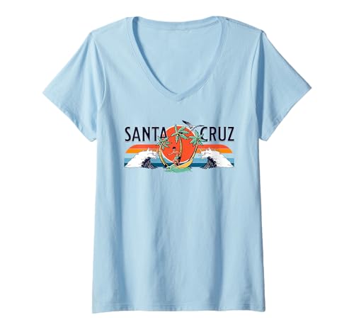 Damen Santa Cruz CA Kalifornien Retro 70er 80er Jahre Surfer T-Shirt mit V-Ausschnitt Damen Santa Cruz CA Kalifornien Retro 70er 80er Jahre Surfer T-Shirt mit V-Ausschnitt von Santa Cruz Surf Retro Vintage Geschenke California