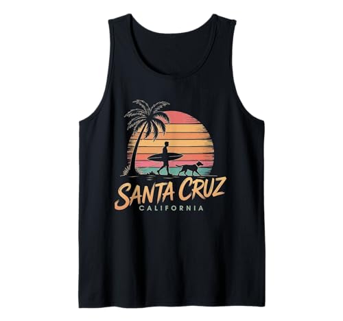 Santa Cruz Herren CA Kalifornien Surfer 70er 80er - Retro Tank Top von Santa Cruz Surf Retro Vintage Shirts - Geschenk