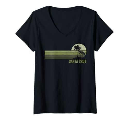 Damen Santa Cruz CA, CA, CA - Retro Surfer der 70er und 80er T-Shirt mit V-Ausschnitt von Santa Cruz Surf Retro Vintage Shirts