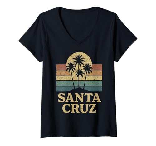 Damen Santa Cruz CA Kalifornien Retro 70er 80er 90er Jahre Surfer T-Shirt mit V-Ausschnitt Damen Santa Cruz CA Kalifornien Retro 70er 80er 90er Jahre Surfer T-Shirt mit V-Ausschnitt von Santa Cruz Surf Retro Vintage Surfing Outfits