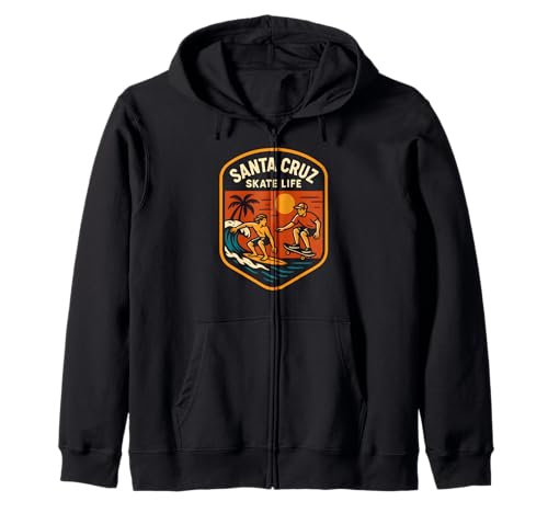 Santa Cruz Skate Life Retro Herren Beachy Vibes Kapuzenjacke von Santa Cruz Surfs Up Palm Trees And Sunshine