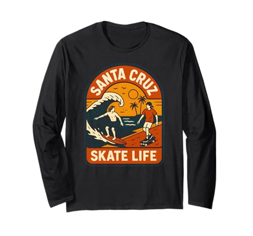 Santa Cruz Skate Life Retro Herren Beachy Vibes Langarmshirt von Santa Cruz Surfs Up Palm Trees And Sunshine