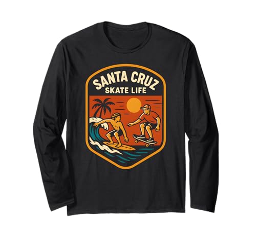 Santa Cruz Skate Life Retro Herren Beachy Vibes Langarmshirt von Santa Cruz Surfs Up Palm Trees And Sunshine