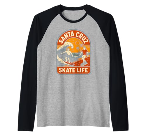 Santa Cruz Skate Life Retro Herren Beachy Vibes Raglan von Santa Cruz Surfs Up Palm Trees And Sunshine