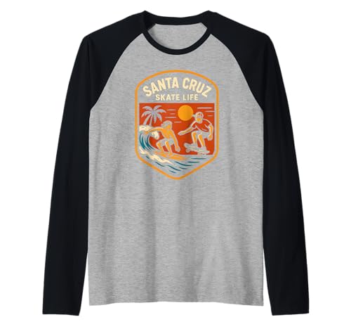 Santa Cruz Skate Life Retro Herren Beachy Vibes Raglan von Santa Cruz Surfs Up Palm Trees And Sunshine