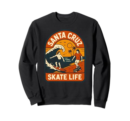 Santa Cruz Skate Life Retro Herren Beachy Vibes Sweatshirt von Santa Cruz Surfs Up Palm Trees And Sunshine