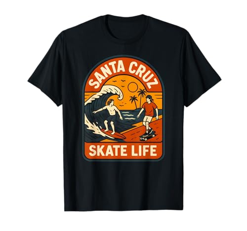Santa Cruz Skate Life Retro Herren Beachy Vibes T-Shirt von Santa Cruz Surfs Up Palm Trees And Sunshine