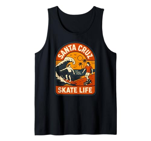 Santa Cruz Skate Life Retro Herren Beachy Vibes Tank Top von Santa Cruz Surfs Up Palm Trees And Sunshine