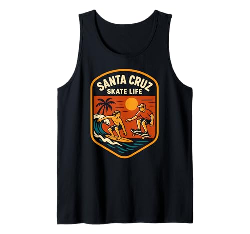 Santa Cruz Skate Life Retro Herren Beachy Vibes Tank Top von Santa Cruz Surfs Up Palm Trees And Sunshine