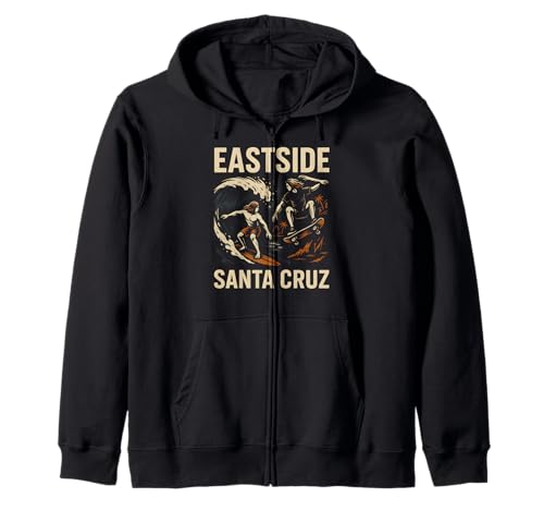 Santa Cruz Surf Eastside Santa Cruz Retro Herren Surfs Up Kapuzenjacke von Santa Cruz Surfs Up Palm Trees And Sunshine