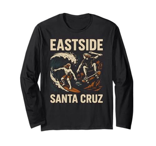 Santa Cruz Surf Eastside Santa Cruz Retro Herren Surfs Up Langarmshirt von Santa Cruz Surfs Up Palm Trees And Sunshine