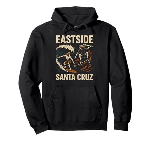 Santa Cruz Surf Eastside Santa Cruz Retro Herren Surfs Up Pullover Hoodie von Santa Cruz Surfs Up Palm Trees And Sunshine
