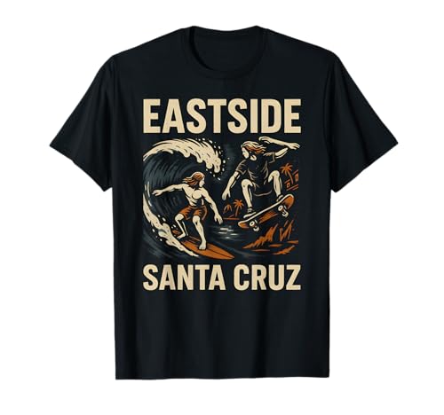 Santa Cruz Surf Eastside Santa Cruz Retro Herren Surfs Up T-Shirt von Santa Cruz Surfs Up Palm Trees And Sunshine
