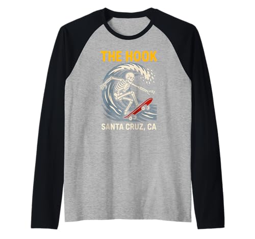 Santa Cruz The Hook Vintage Herren Surfen Skateboarding Raglan von Santa Cruz Surfs Up Palm Trees And Sunshine