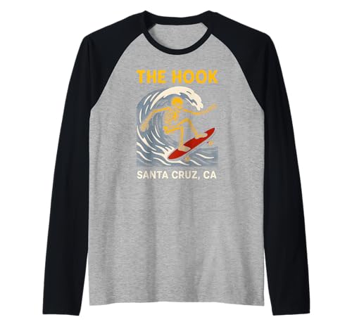 Santa Cruz The Hook Vintage Herren Surfen Skateboarding Raglan von Santa Cruz Surfs Up Palm Trees And Sunshine