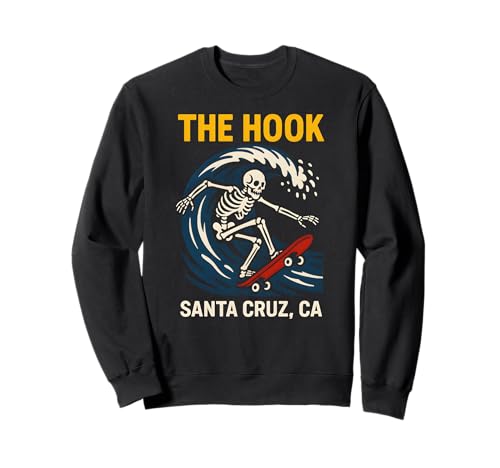 Santa Cruz The Hook Vintage Herren Surfen Skateboarding Sweatshirt von Santa Cruz Surfs Up Palm Trees And Sunshine