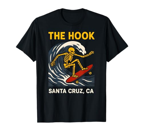 Santa Cruz The Hook Vintage Herren Surfen Skateboarding T-Shirt von Santa Cruz Surfs Up Palm Trees And Sunshine