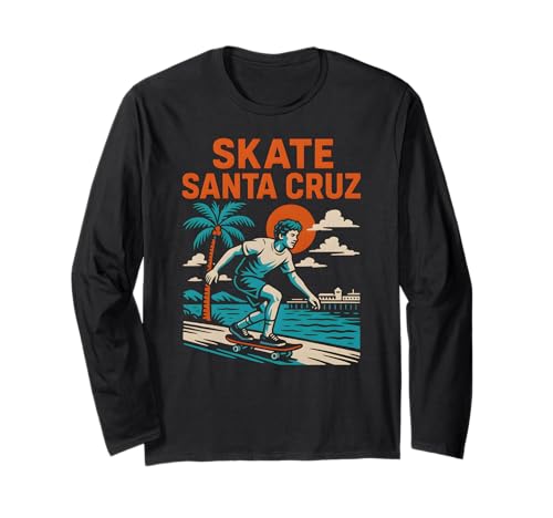 Skate Santa Cruz Vintage Herren Beach Skateboarding Langarmshirt von Santa Cruz Surfs Up Palm Trees And Sunshine