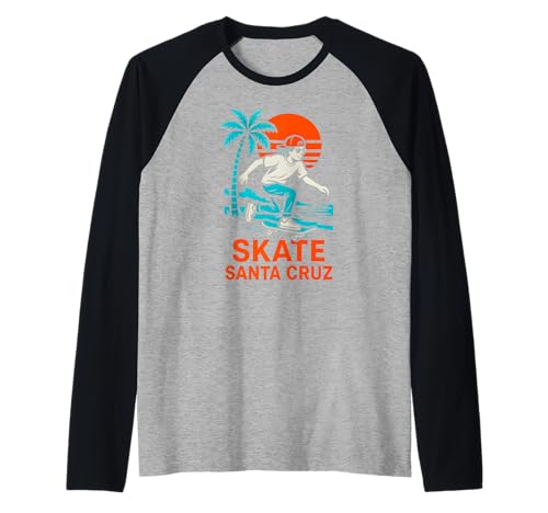 Skate Santa Cruz Vintage Herren Beach Skateboarding Raglan von Santa Cruz Surfs Up Palm Trees And Sunshine