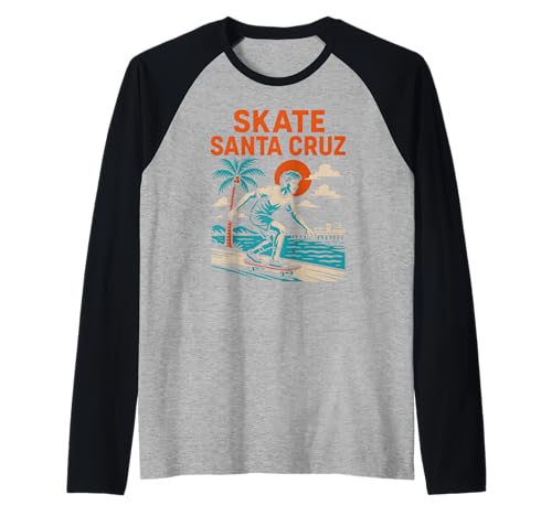 Skate Santa Cruz Vintage Herren Beach Skateboarding Raglan von Santa Cruz Surfs Up Palm Trees And Sunshine