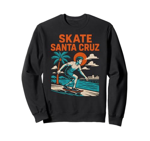 Skate Santa Cruz Vintage Herren Beach Skateboarding Sweatshirt von Santa Cruz Surfs Up Palm Trees And Sunshine