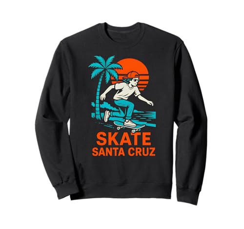 Skate Santa Cruz Vintage Herren Beach Skateboarding Sweatshirt von Santa Cruz Surfs Up Palm Trees And Sunshine