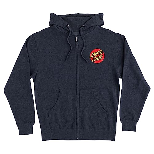 SANTA CRUZ Mittelschweres Herren-Kapuzen-Sweatshirt mit Reißverschluss, klassisches Punkt-Skate-Sweatshirt mit Reißverschluss, Marineblau, meliert, XX-Large von Santa Cruz