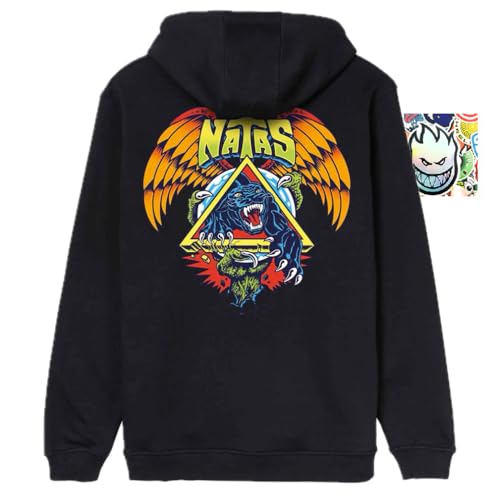 SANTA CRUZ Sweatshirt mit Kapuze Herren Natas Panther Hood Black 2025/26 Original + 20 Sticker, Schwarz + 20 Aufkleber, L von Santa Cruz