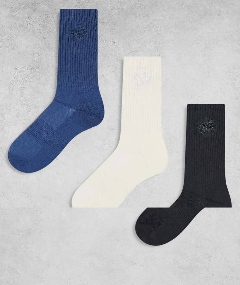 Santa Cruz - 3er-Pack Socken mit Logo in Grau, Weiß und Blau-Bunt von Santa Cruz