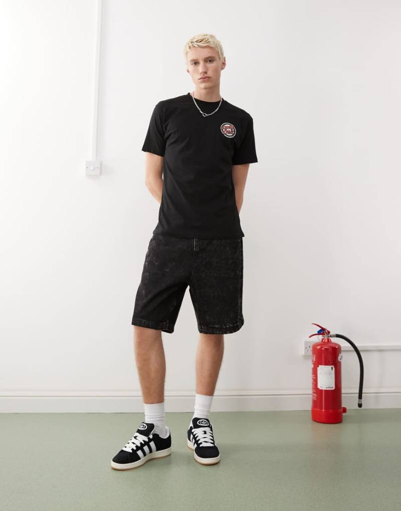 Santa Cruz - Big - Jeans-Shorts in schwarzer Acid-Waschung von Santa Cruz