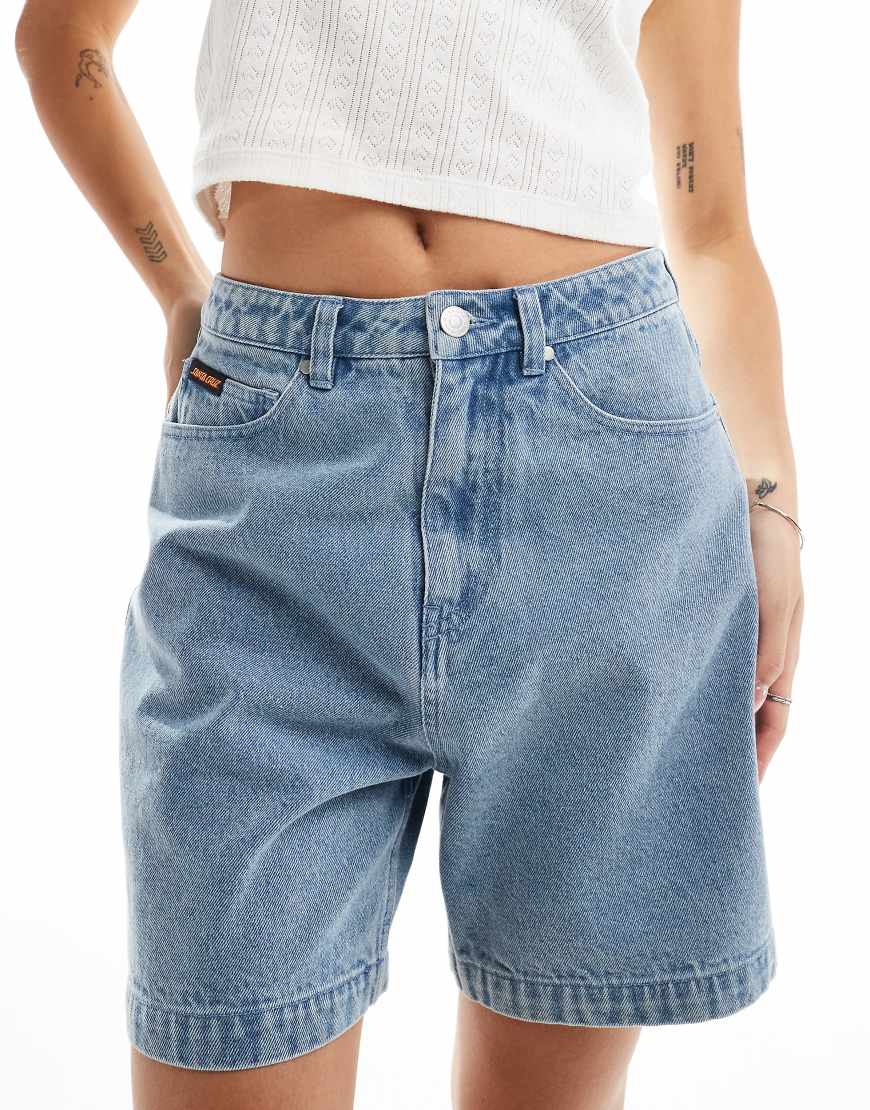 Santa Cruz - Boyfriend-Jeansshorts mit Vintage-Waschung in Blau Santa Cruz - Boyfriend-Jeansshorts mit Vintage-Waschung in Blau von Santa Cruz