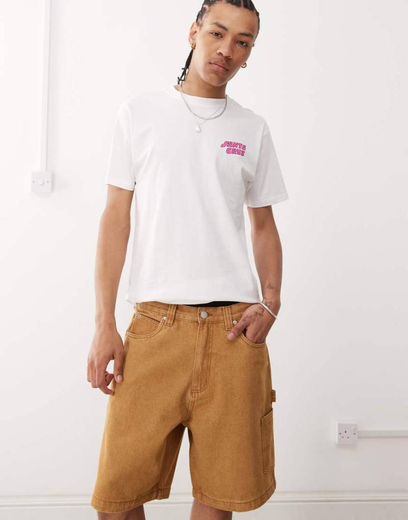 Santa Cruz - Carpenter Big - Jeans-Shorts in verwaschenem Braun von Santa Cruz