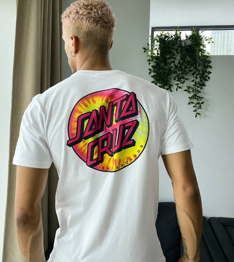 Santa Cruz - Classic Dot - T-Shirt in Weiß mit Batikmuster, exklusiv bei ASOS von Santa Cruz