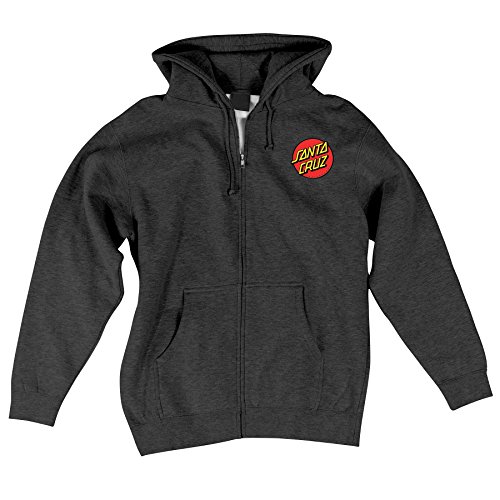 Santa Cruz Herren Classic Dot Hoody Zip Sweatshirt Small Charcoal Heather, Dunkelgrau meliert, Small von Santa Cruz