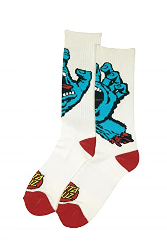 Santa Cruz Herren Socken Screaming Hand Socks - Weiß - Einheitsgröße Große Größen - 1 Stück - Männer Socken Einheitsgröße - Weihnachtssocken von Santa Cruz