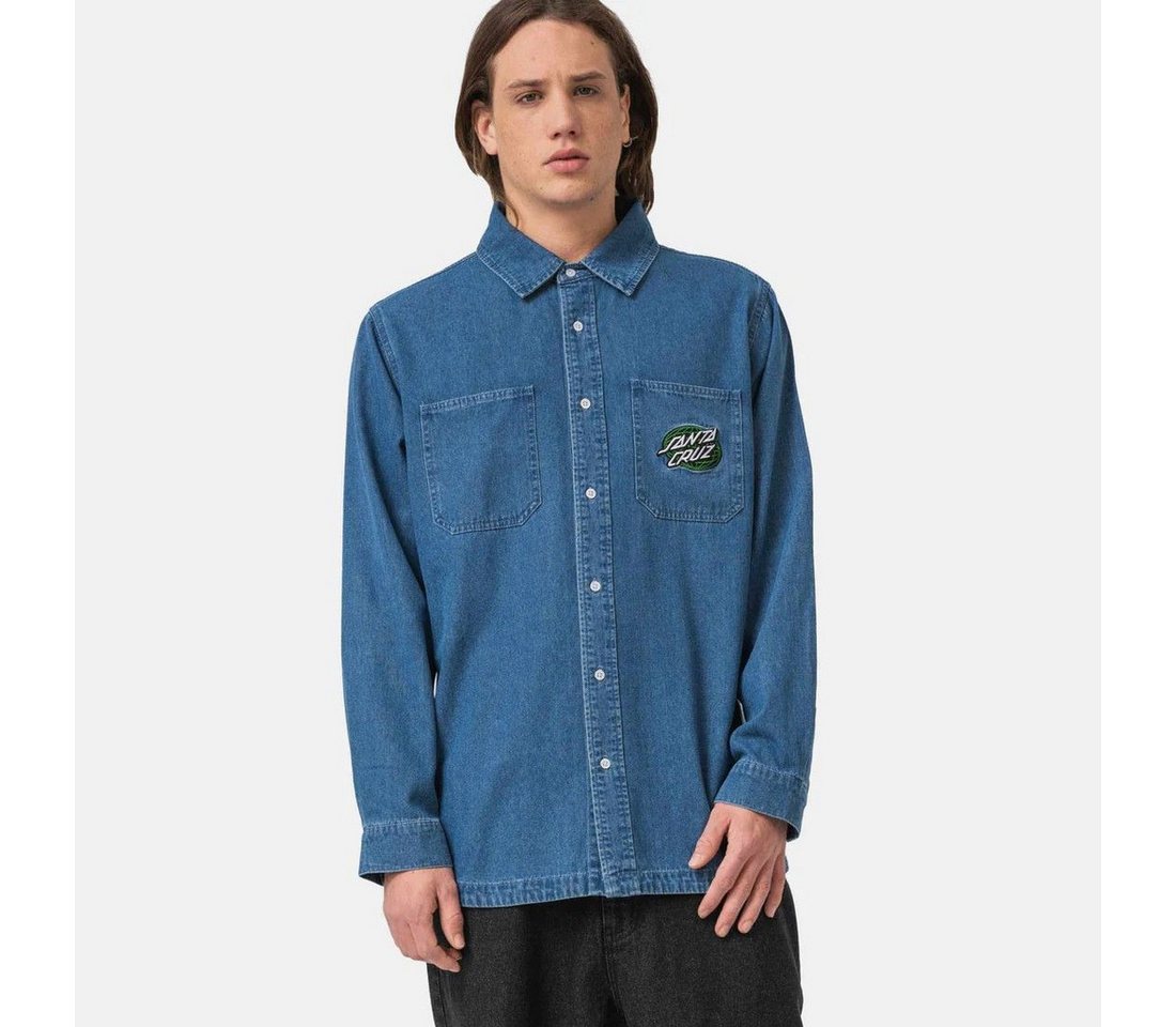 Santa Cruz Jeanshemd – Global Oval Dot Denim Shirt – Langarm Jeanshemd aus Cham von Santa Cruz