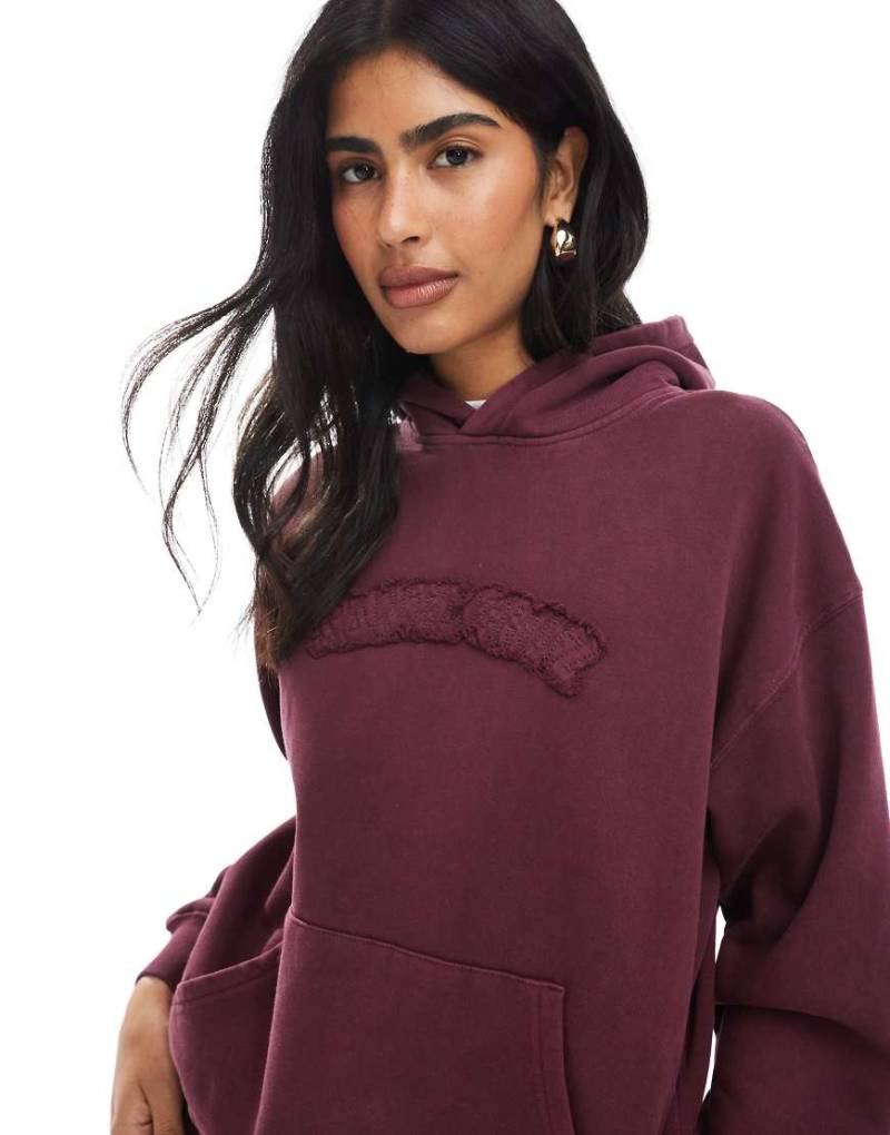 Santa Cruz - Kapuzenpullover aus gebürstetem Fleece in Burgunderrot mit kastigem Logo, Kombiteil von Santa Cruz