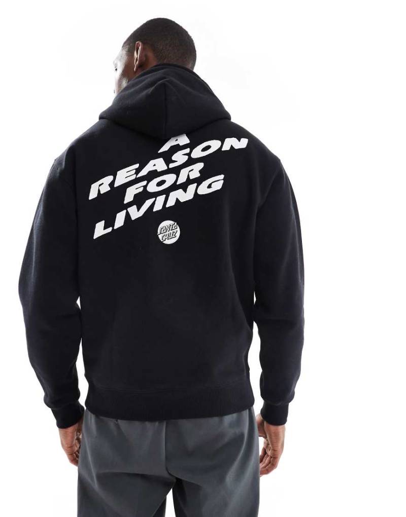 Santa Cruz - Kapuzenpullover aus schwerem Stoff in Schwarz mit Logo und Rückenprint von Santa Cruz