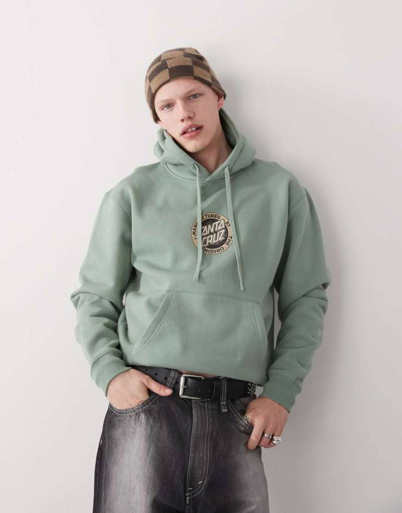 Santa Cruz - Kapuzenpullover in Blassgrün mit kleinem Logo von Santa Cruz