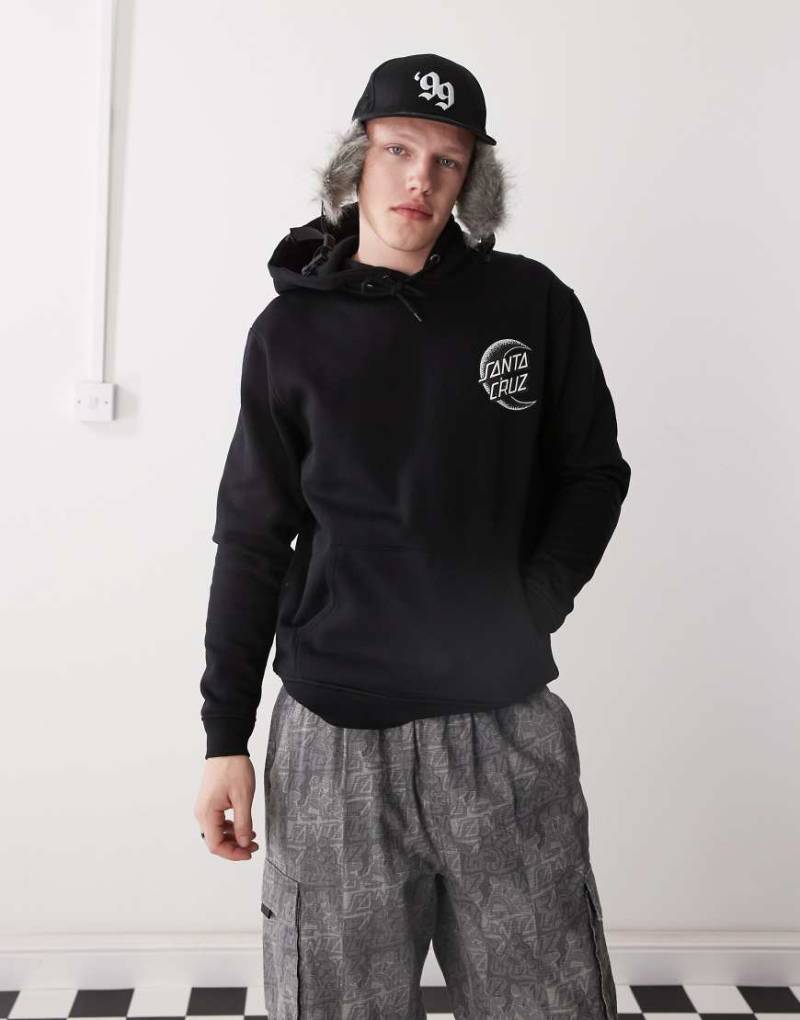 Santa Cruz - Kapuzenpullover in Schwarz mit Halbmond-Logoprint auf dem Rücken von Santa Cruz