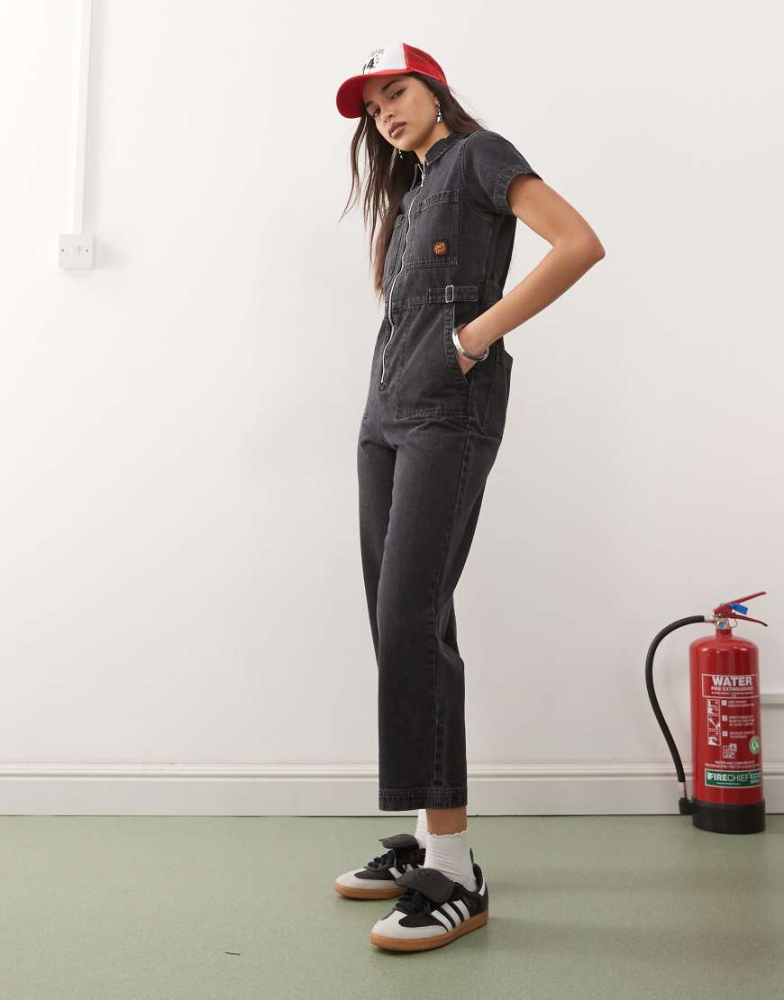 Santa Cruz - Line Up - Utility-Jumpsuit aus Denim in Schwarz von Santa Cruz