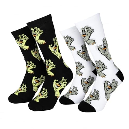 Santa Cruz Multi Hand Socken, 2er-Pack, Weiß/Schwarz, Größe 42-45, weiß, Einheitsgröße von Santa Cruz