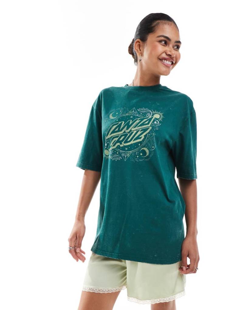 Santa Cruz - Oversize-T-Shirt in Grün mit verziertem Punkt-Logo von Santa Cruz