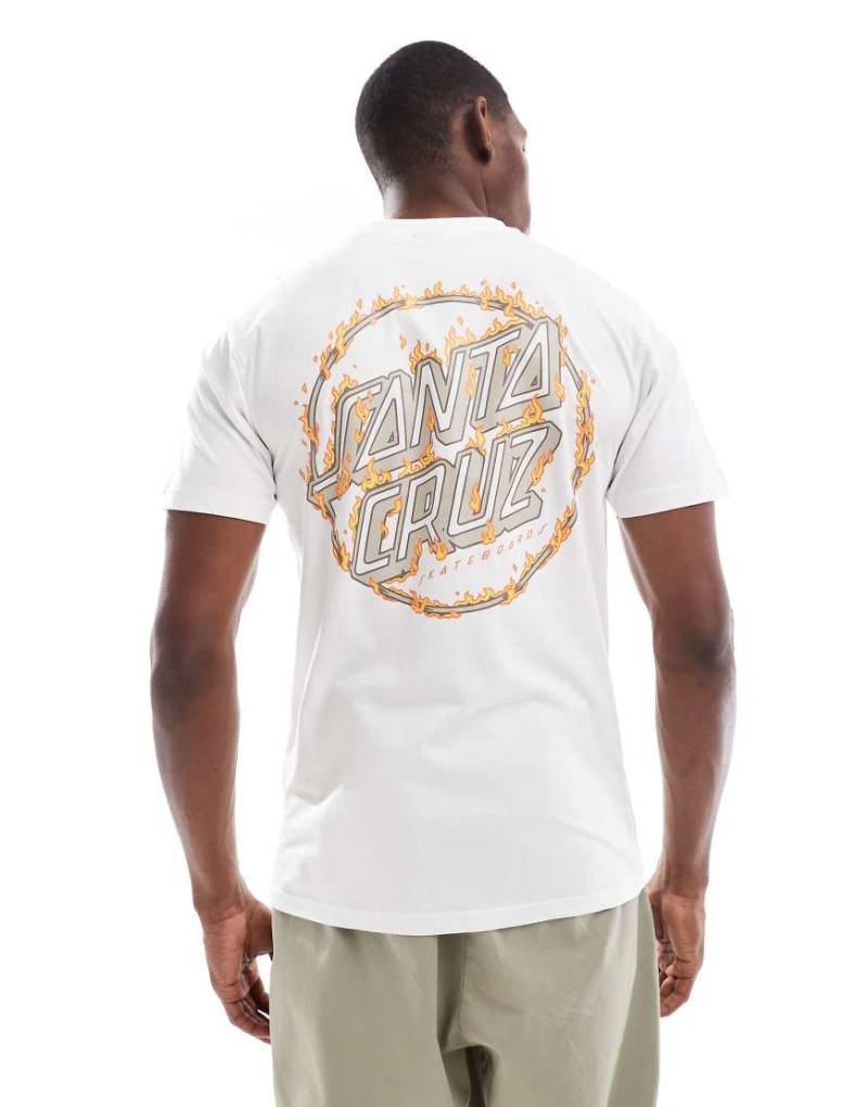 Santa Cruz - Oversize-T-Shirt in Weiß mit Flammen-Logo und Rückenprint von Santa Cruz