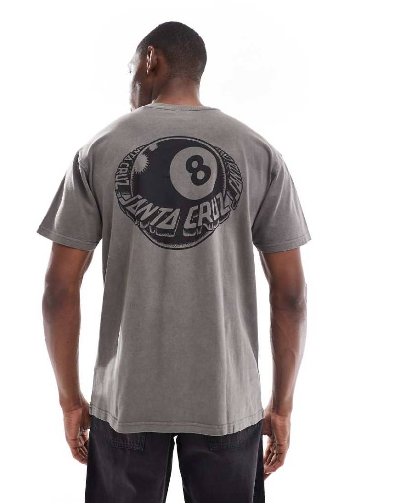 Santa Cruz - Pigmentgefärbtes Loose Fit T-Shirt aus schwerem Stoff in Grau mit schwarze-8-Logo und Rückenprint von Santa Cruz