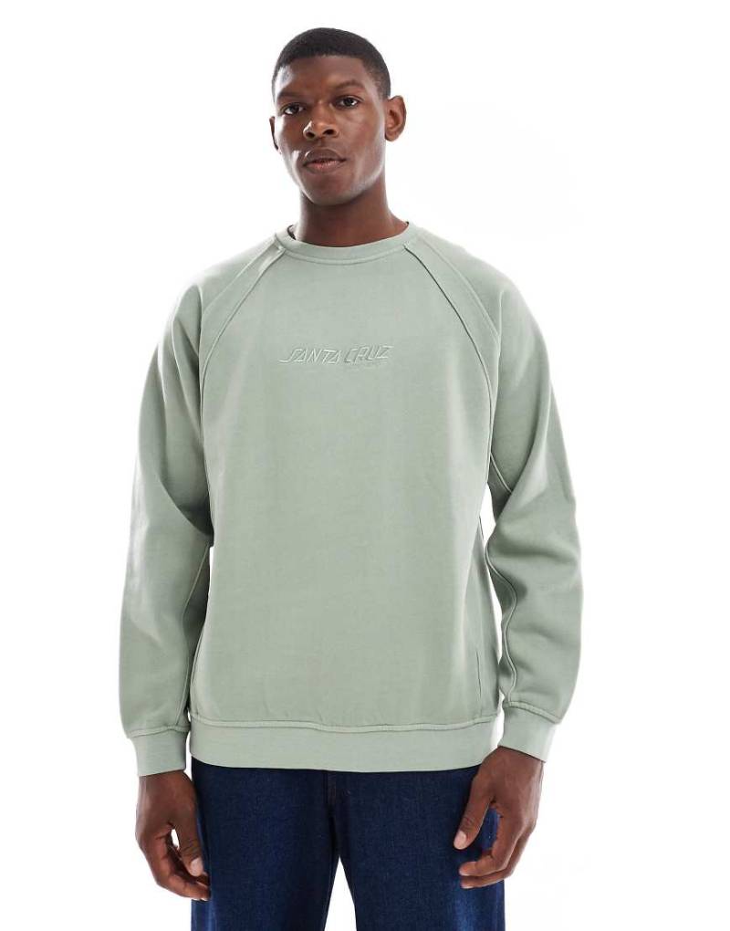 Santa Cruz - Pigmentgefärbtes Regular-Fit-Sweatshirt in Grün mit Logo-Grau von Santa Cruz