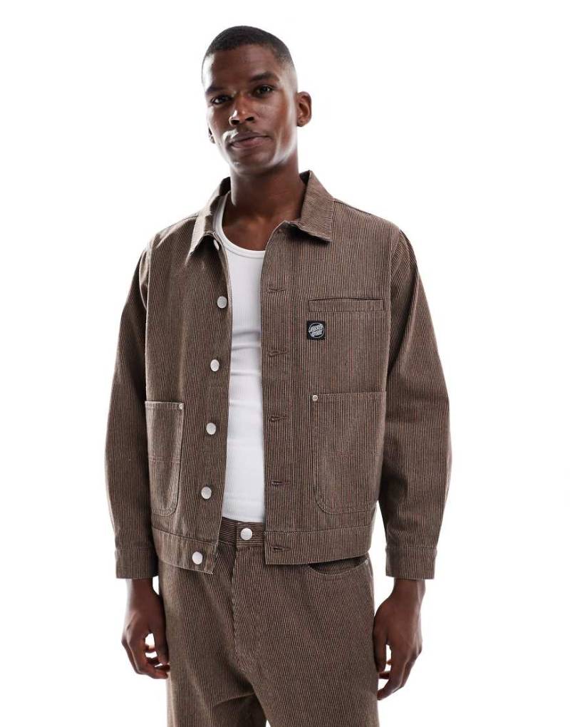 Santa Cruz - Regular-Fit-Jacke in braun gestreift mit durchgehender Knopfleiste, Kombiteil-Brown Santa Cruz - Regular-Fit-Jacke in braun gestreift mit durchgehender Knopfleiste, Kombiteil-Brown von Santa Cruz