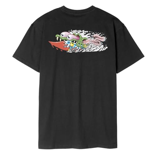 Santa Cruz Skateboards Herren Meek Concrete Slasher T-Shirt – 100% Baumwolle – Classic Jim Phillips Brust und Rücken Print Artwork, Schwarz , XL von Santa Cruz