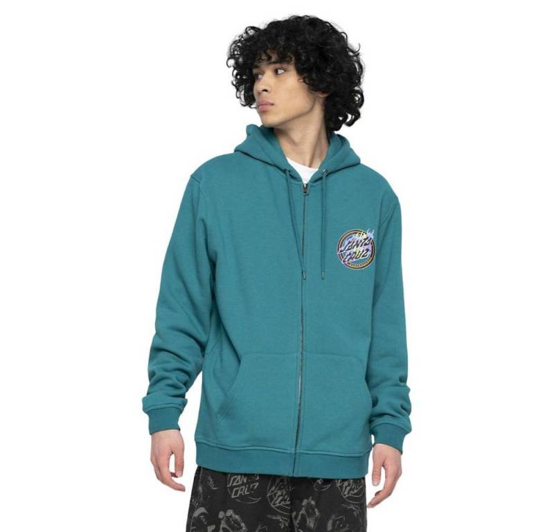 Santa Cruz Sweatjacke Ziphoodie Santa Cruz Holo Flamed Dot, G S, F verdigris geteilte Kängurutasche von Santa Cruz