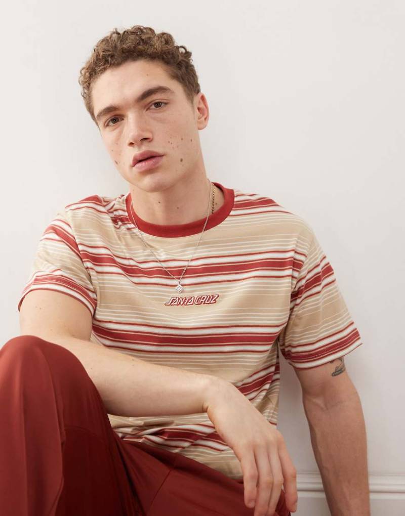 Santa Cruz - T-Shirt mit Streifen in Rot und Beige-Neutral von Santa Cruz